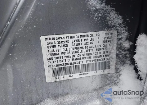 2010 Honda Fit z USA, uszkodzony, nr VIN JHMGE8H24AS002813